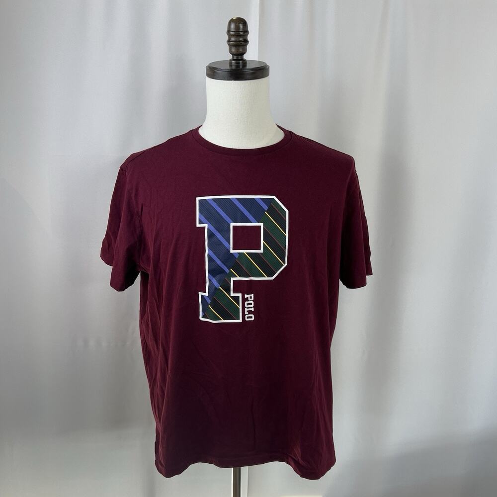 Polo Ralph Lauren A3 Men Size L Varsity Big "P" Red T-Shirt Short Sleeve Tee